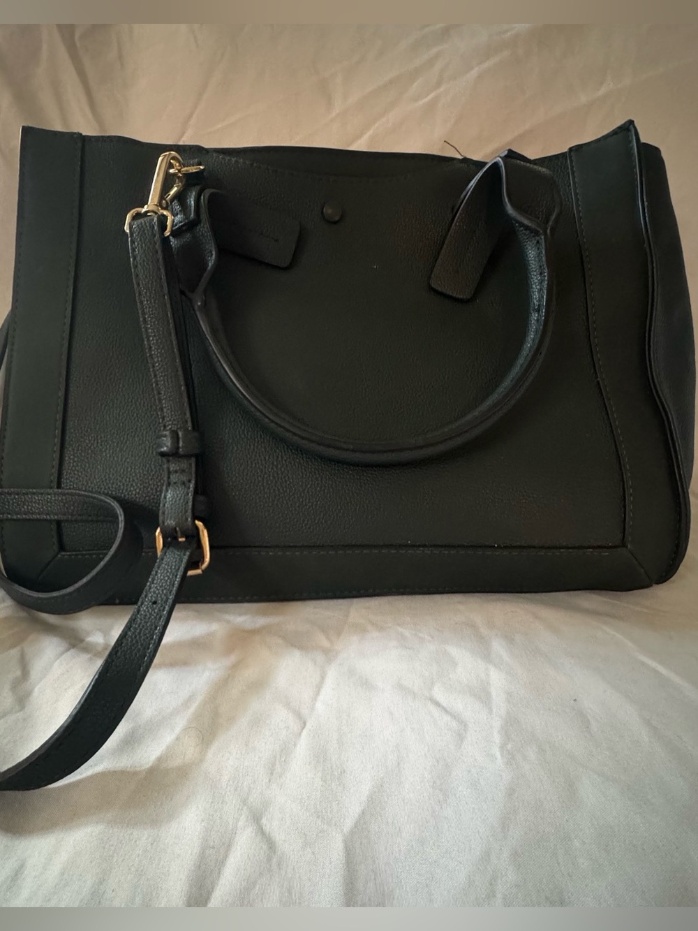 a new day Black Structured Tote with Gold Hardware